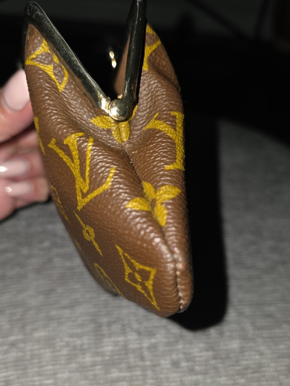 Louis Vuitton Brown Monogram Kiss Lock Pouch Clutch Wristlet - Picture 6 of 7